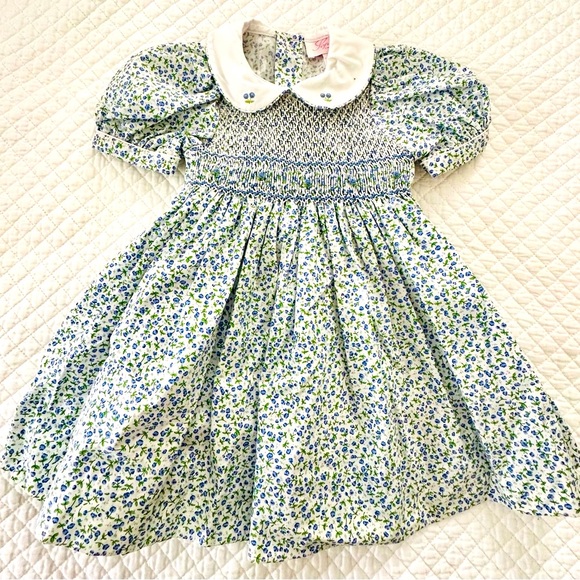 Vintage Sophie Dess Floral Smocked Dress SZ 6M - Picture 1 of 5